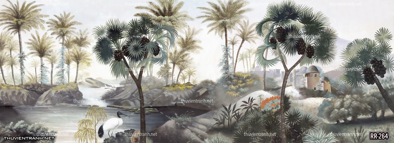 Tranh dán tường rừng rậm nhiệt đới, Tranh vẽ cổ điển, Vintage TropicalRR-264 - Kết quả tìm kiếm tranh tường